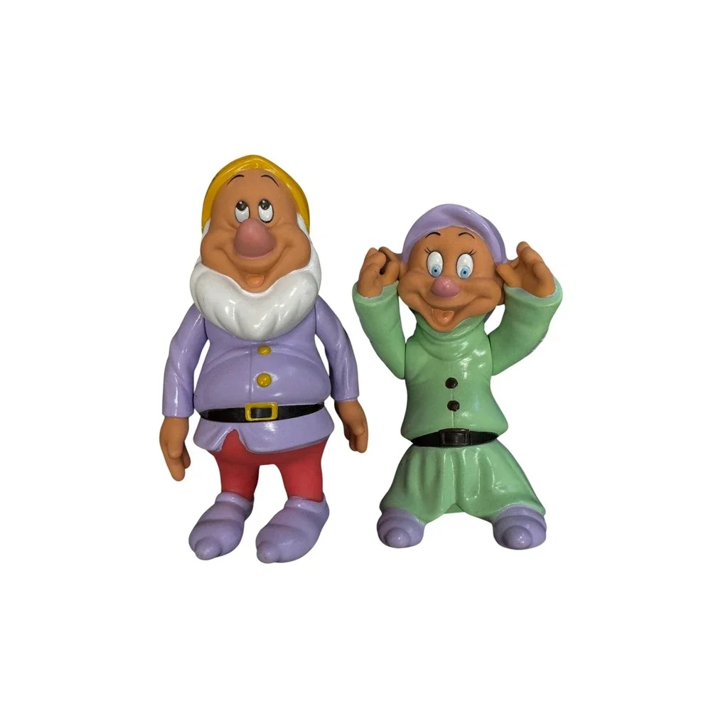 Disney Figures Snow White Seven Dwarfs Dopey Happy Multicolor Excellent PVC Set